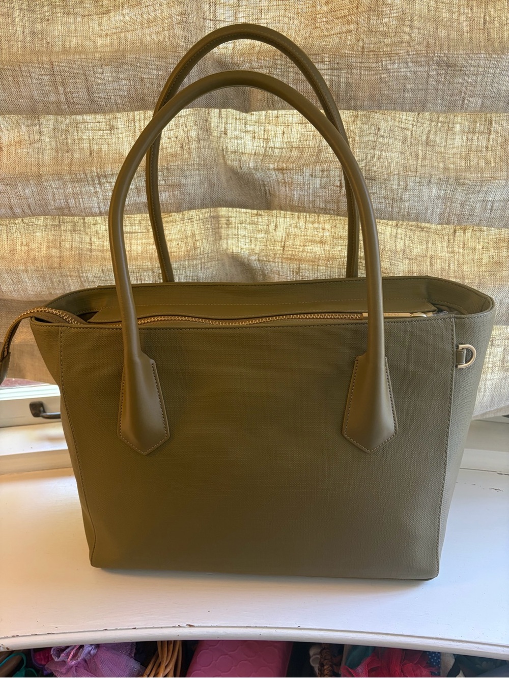 Dagne Dover signature the legend Olive Tote with Dual Top Handles